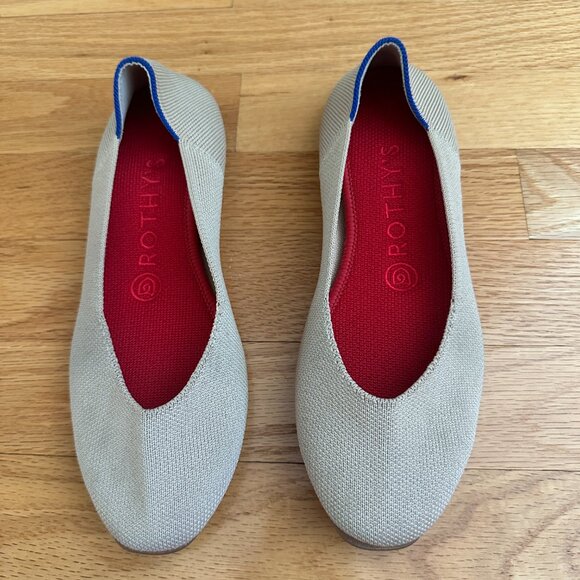 Rothy's Cardinal Red and Ecru Tan Flat Slip-on Shoes (2 pairs of shoes) Size 7 - Picture 8 of 16